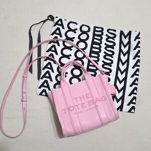 Marc Jacobs Pink Micro Mini The Tote Bag Leather Barbie Womens Purse Crossbody